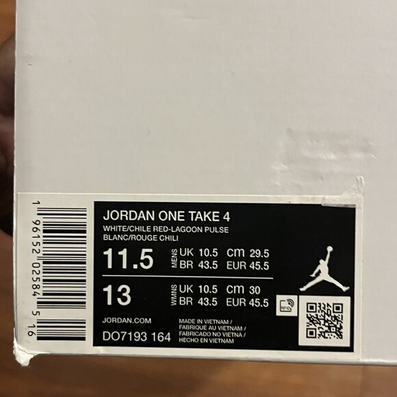 Nike Air Jordan One Take 4 White Blue Basketball Shoes Size 11.5 - Picture 6 of 7